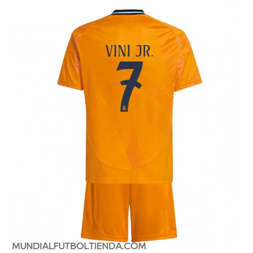 Camiseta Real Madrid Vinicius Junior #7 Segunda Equipación Replica 2024-25 para niños mangas cortas (+ Pantalones cortos)